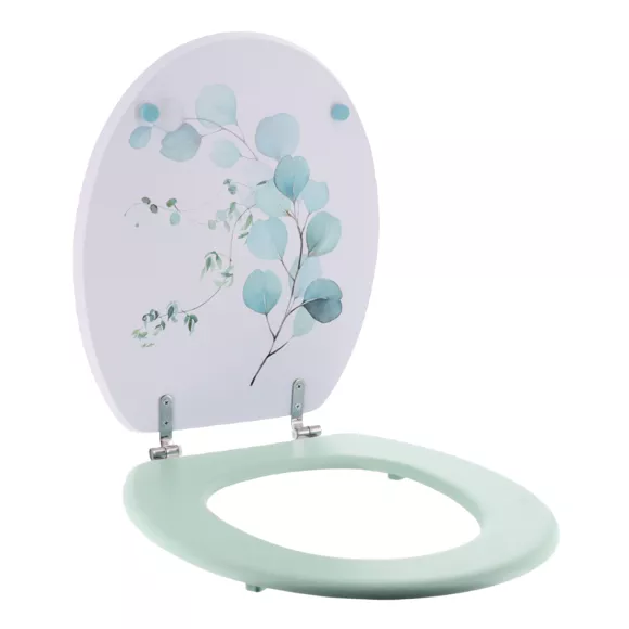 ABATTANT WC MDF 18 POUCES COUVERCLE DESIGN IMPRIMEE ATTACHES ACIER INOXYDABLE - AQUARELLE