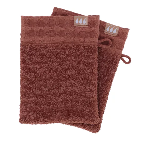 SET DE 2 GANTS DE TOILETTE 15X21CM  100% COTON - AMBRE
