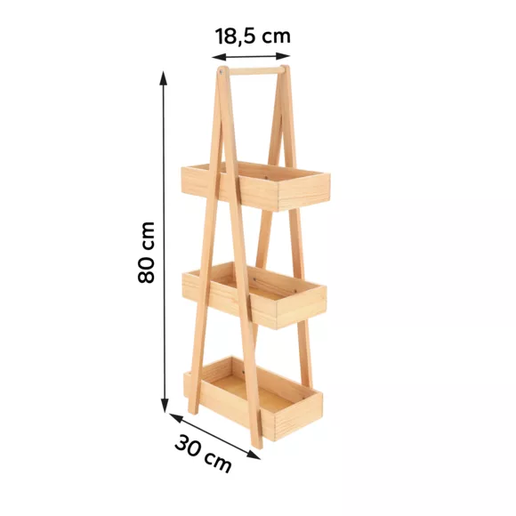ETAGERE 3 NIVEAUX EN PIN/MDF - NATUREL