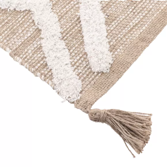 TAPIS FEZ COTON/POLYESTER/JUTE 45X90CM - NATUREL/BLANC