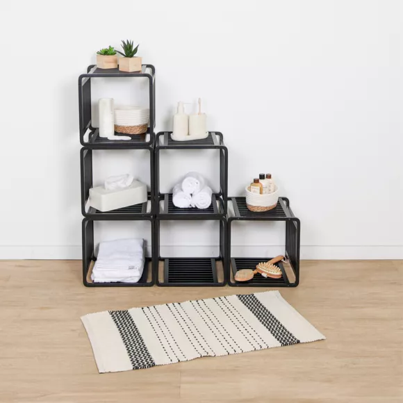 CUBE MALIN EMPILABLE EN BAMBOU - NOIR