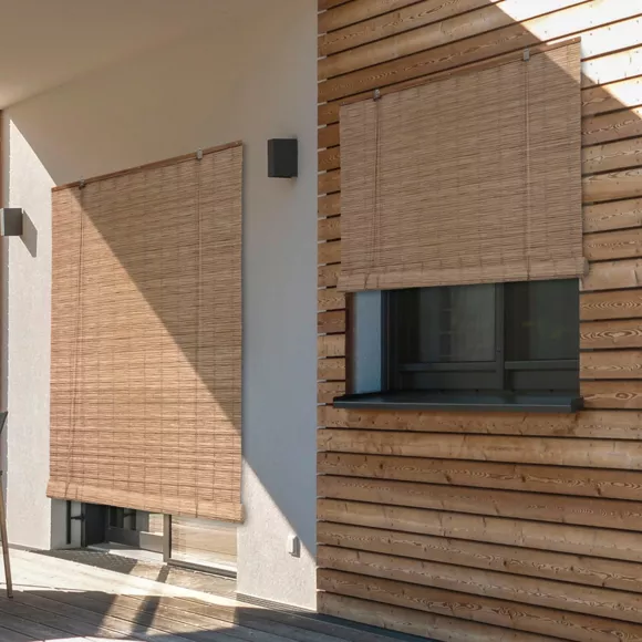 STORE ENROULEUR PE EFFET ROTIN 150X180CM - NATUREL