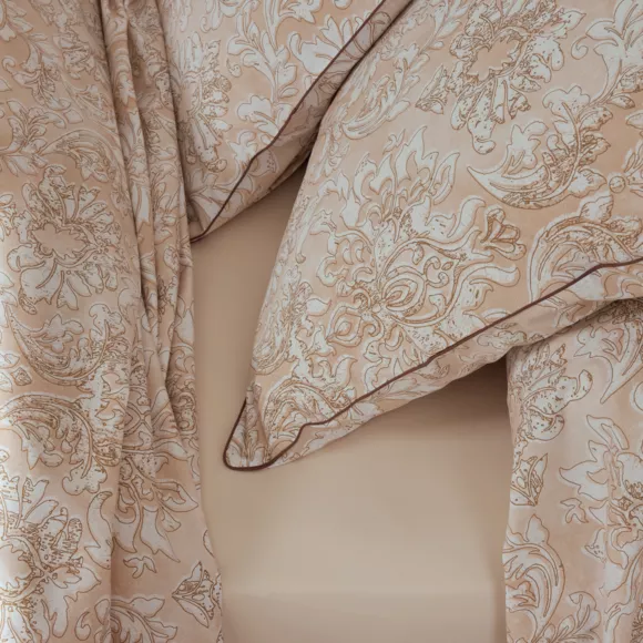 Perkale katoenen dekbedovertrek (240 x 220 cm) Palazzo Beige