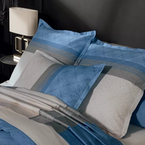 Taie d'oreiller carrée satin de coton (65 x 65 cm) Tiago Bleue