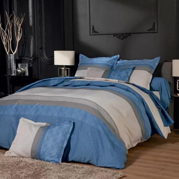 Taie d'oreiller rectangulaire satin de coton (50 x 70 cm) Tiago Bleue