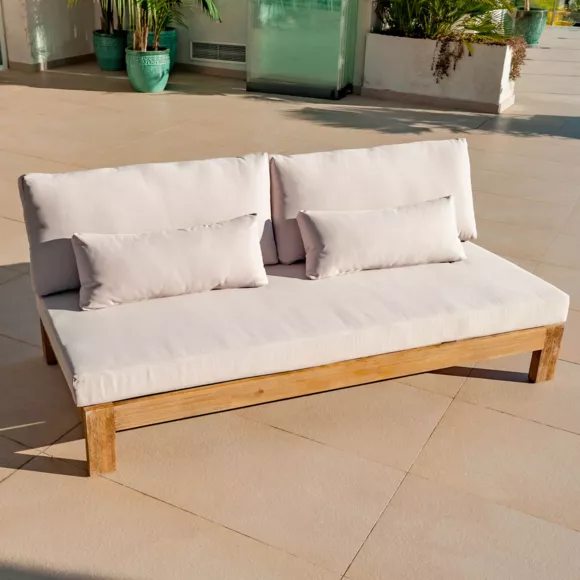 Conjunto de jardín esquinero de madera de acacia 7 plazas 6 pzas Bornéo Arena