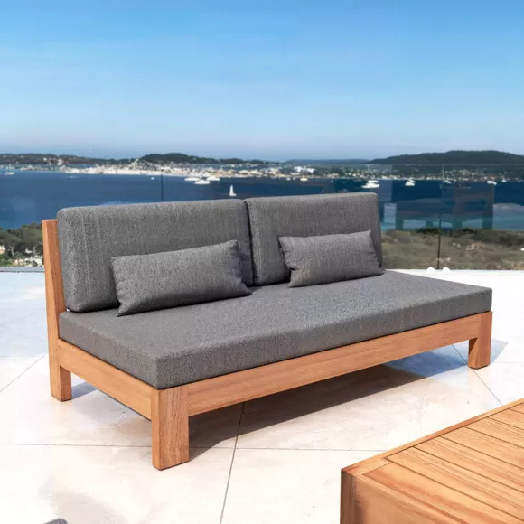 Conjunto de jardín esquinero de madera de acacia 7 plazas 6 pzas Bornéo Gris antracita