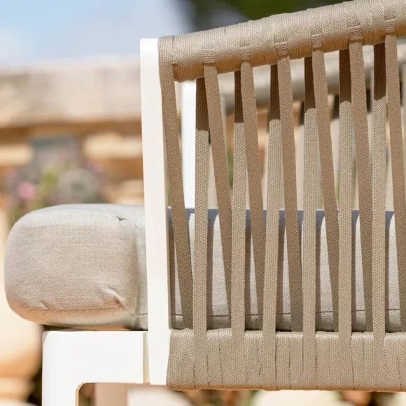 Salon de jardin en aluminium 5 places 4 pcs Amalfi Blanc et taupe