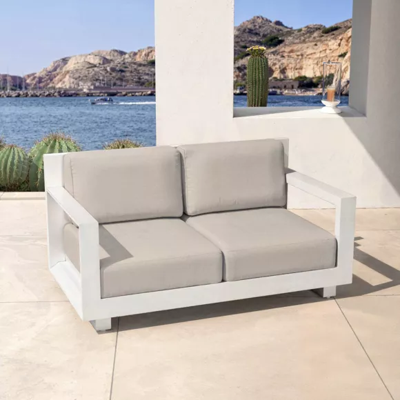 Tuinset van aluminium 4 zitplaatsen 4-delig Elba Wit en taupe