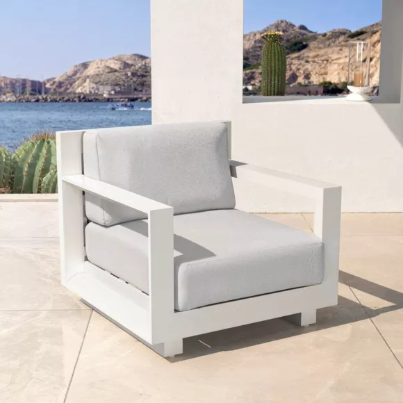 Salotto da giardino alluminio 5 posti 4 pezzi Elba Bianco e grigio chiaro