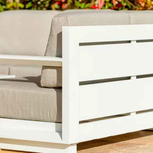 Hoek loungeset Elba Wit en Taupe - 5 zitplaatsen