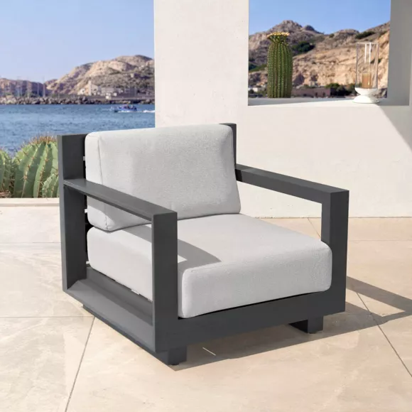 Salon de jardin aluminium 7 places 5 pcs Elba Gris anthracite et gris clair
