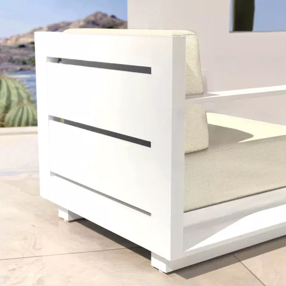 Gartensessel aus Aluminium Elba Weiß und Beige