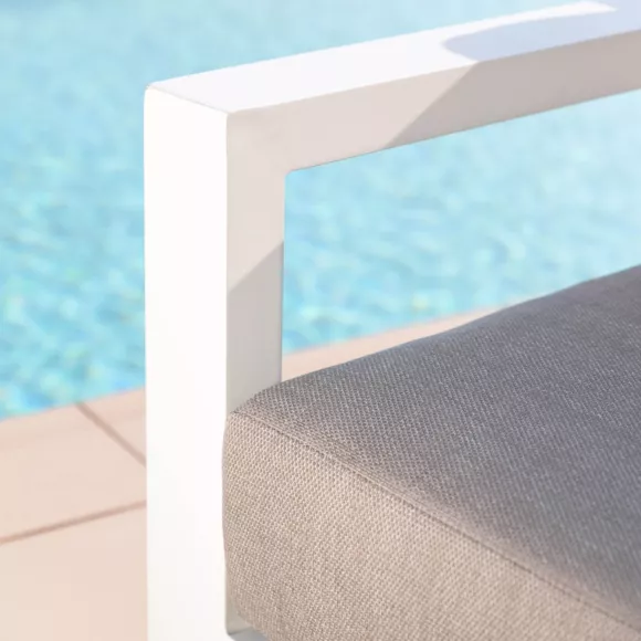 Sillón de jardín de relax en aluminio Elba Blanco y topo