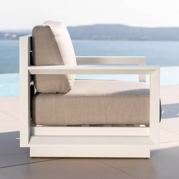 Gartensessel aus Aluminium Elba Weiß und Taupe
