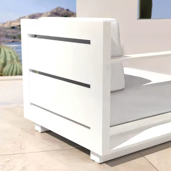 Sillón de jardín de relax en aluminio Elba Blanco y gris claro