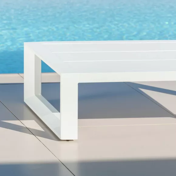 Table basse de jardin rectangulaire en alumininum (120 x 72 cm) Elba Blanc