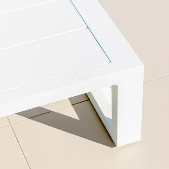 Table basse de jardin rectangulaire en alumininum (120 x 72 cm) Elba Blanc