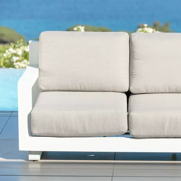 Canapé de jardin en aluminium 3 places Elba Blanc et taupe