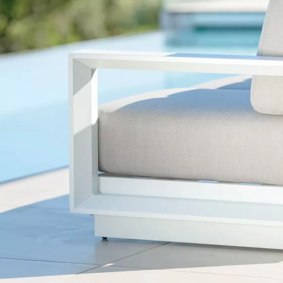 Canapé de jardin en aluminium 3 places Elba Blanc et taupe