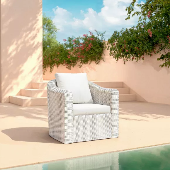 Salon de jardin en résine tressée 4 places 4 pcs Calvi Blanc
