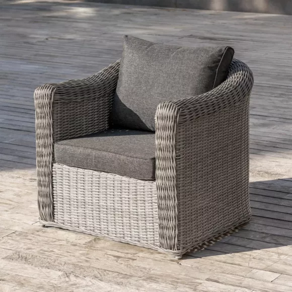 Salon de jardin en résine tressée 5 places 4 pcs Calvi Gris et gris foncé