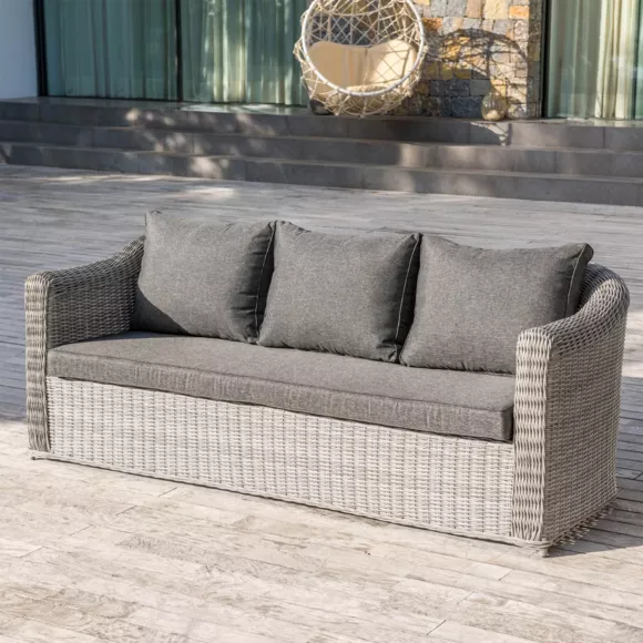 Salon de jardin en résine tressée 5 places 4 pcs Calvi Gris et gris foncé
