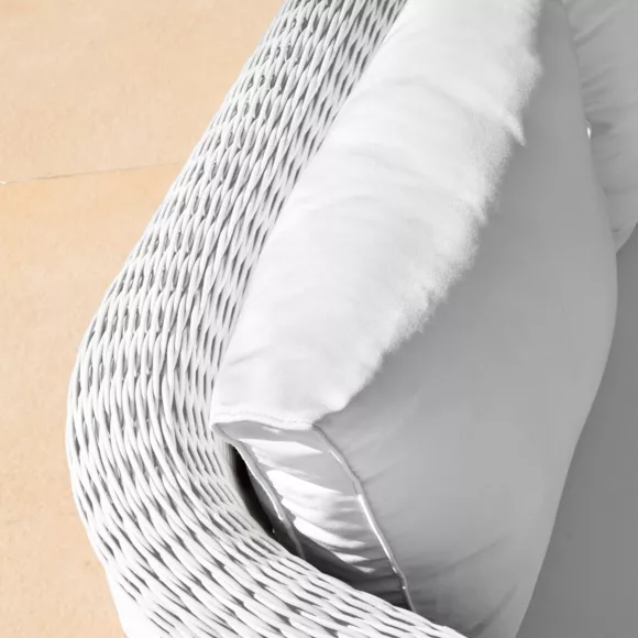 Salotto da giardino in resina intrecciata 7 posti 5 pezzi Calvi Bianco