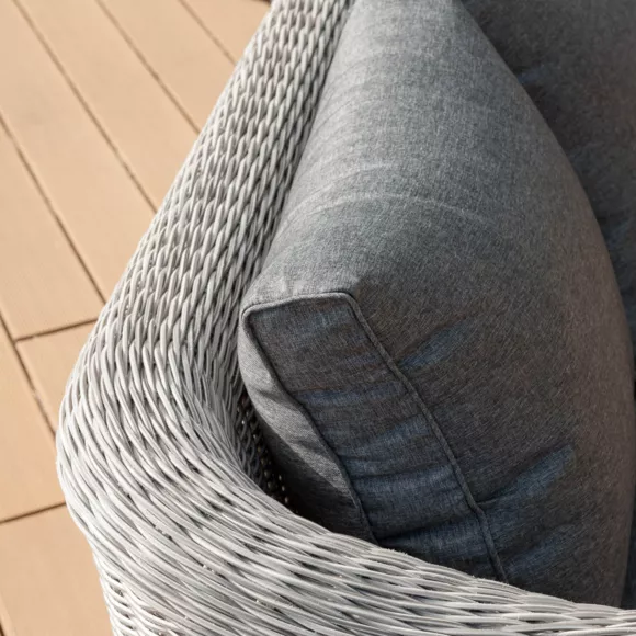 Salon de jardin en résine tressée 7 places 5 pcs Calvi Gris et gris foncé