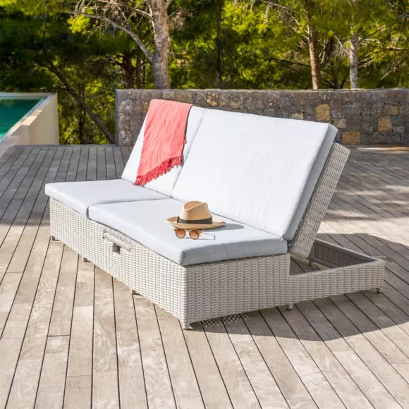 Doppelliege / Loungesofa Calvi - Weiß/Hellgrau