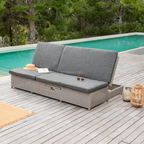 Doppelliege / Loungesofa Calvi - Grau/Dunkelgrau