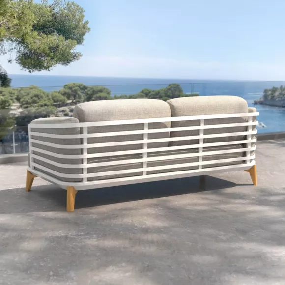 Divano da giardino in alluminio 2 posti Monte Carlo Bianco e tortora