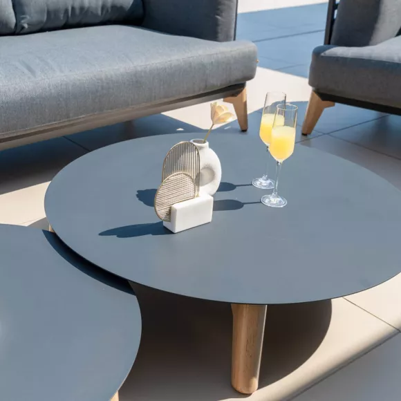 Table basse de jardin ronde (D86 cm) Monte Carlo Gris anthracite