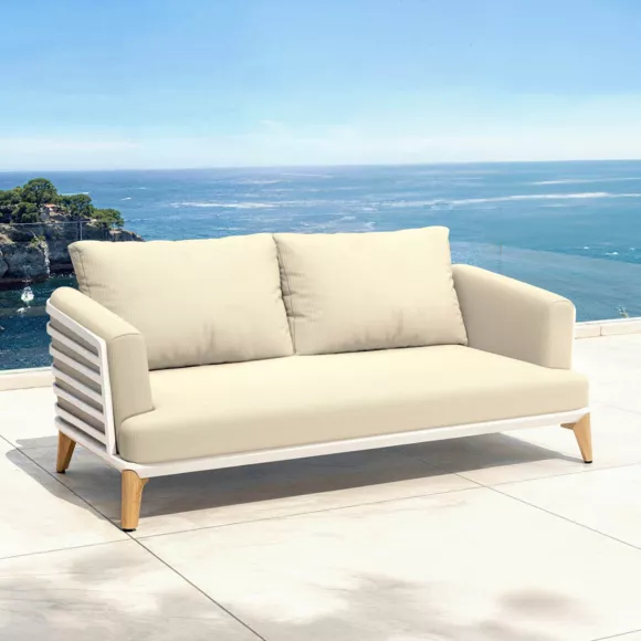 Salon de jardin aluminium 7 places 6 pcs Monte Carlo Blanc et beige