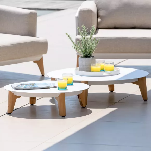 Salon de jardin aluminium 7 places 6 pcs Monte Carlo Blanc et beige