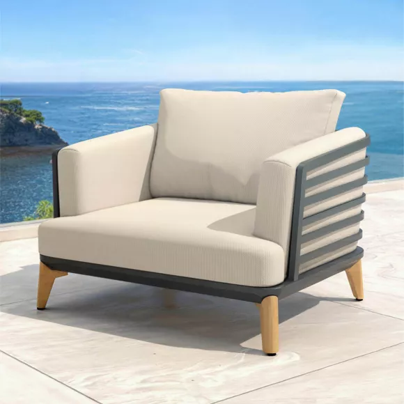 Salon de jardin aluminium 8 places 6 pcs Monte Carlo Gris anthracite et taupe