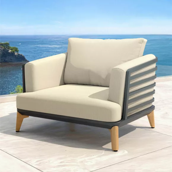 Salotto da giardino alluminio 5 posti 5 pezzi Monte Carlo Grigio antracite e beige