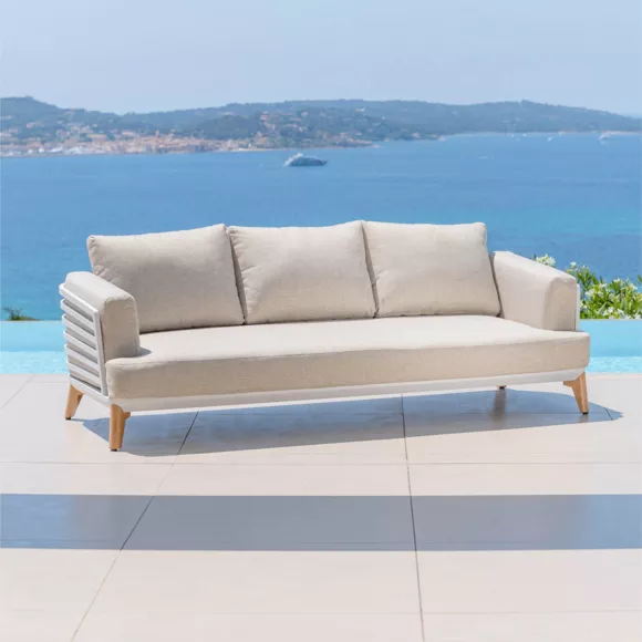 Salon de jardin aluminium 5 places 5 pcs Monte Carlo Blanc et taupe