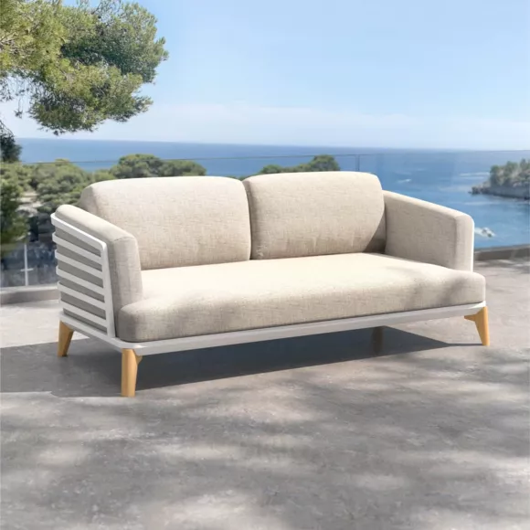 Salon de jardin aluminium 9 places 12 pcs Monte Carlo Blanc et taupe