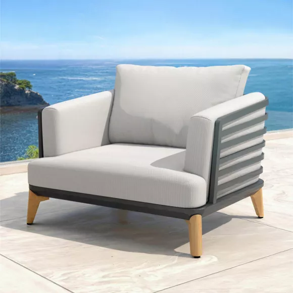 Salon de jardin aluminium 9 places 12 pcs Monte Carlo Gris anthracite et gris clair