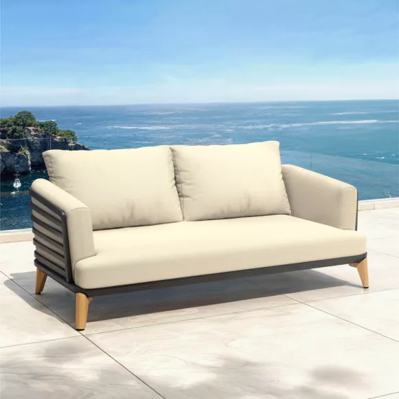 Salon de jardin aluminium 9 places 12 pcs Monte Carlo Gris anthracite et beige