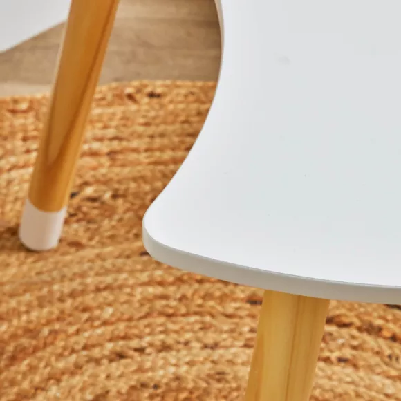 Kindertisch und 1 Kinderstuhl Holz (H44 cm) Stars Weiß