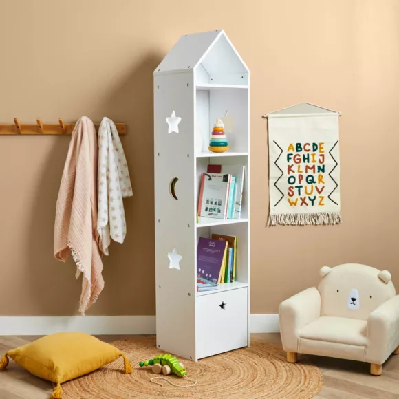 Kinderzimmerregal Holz 4 Ebenen (H154 cm) Stars Weiß