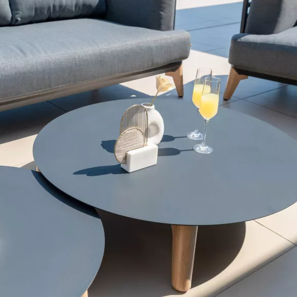 Table basse de jardin ronde (D86 cm) Monte Carlo Gris anthracite