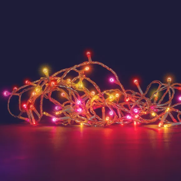 Guirlande lumineuse 8 m 128 LED câble transparent Multicouleur