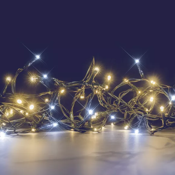 Guirlande lumineuse 8 m 128 LED câble vert Flashing light Bicolore Blanc chaud et froid