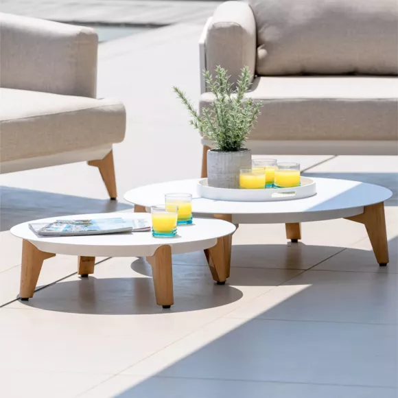 Salon de jardin aluminium 5 places 5 pcs Monte Carlo Blanc et beige