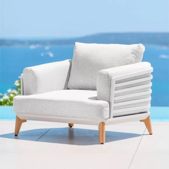 Conjunto de jardín de aluminio 5 plazas 5 piezas Monte Carlo Blanco y gris claro
