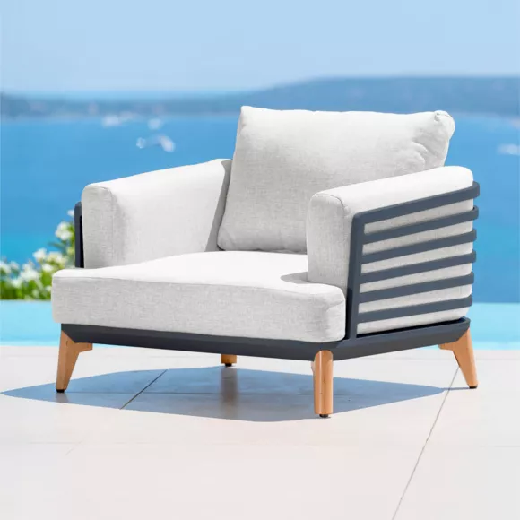 Salotto da giardino alluminio 5 posti 5 pezzi Monte Carlo Grigio antracite e grigio chiaro