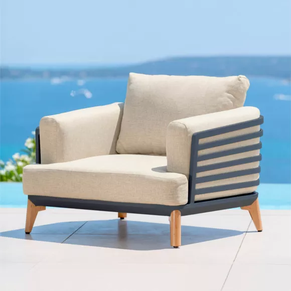 Tuinset van aluminium 5 zitplaatsen 5-delig Monte Carlo Antracietgrijs en beige